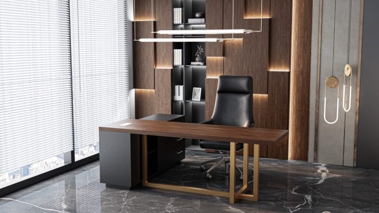 Simple Executive Desk inside a modern office - office furniture collections in dubai