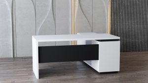 Economic Executive Desk Collection - White and Black color in simple design.