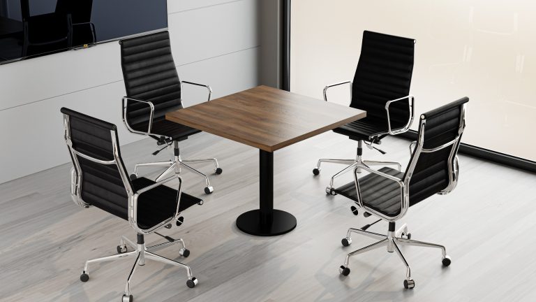 office furniture collections - Square conference table in dark color.